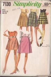 7130 '67 Simplicity PLEAT KILT SKIRT LENGTHS MINI OR NOT PATTERN 26'' or 24" WAIST choice